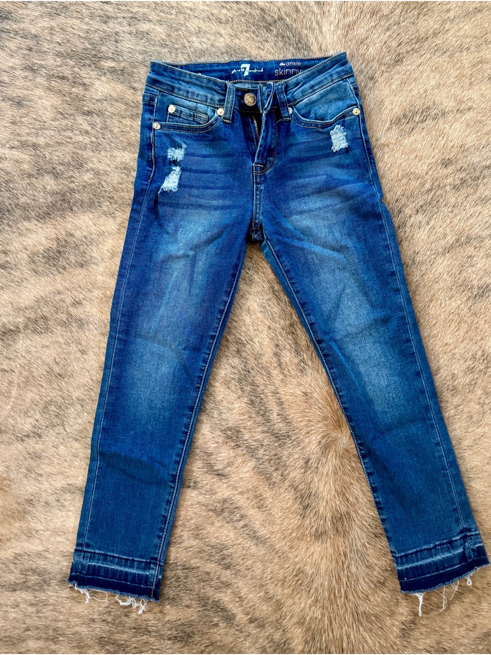 7 For All Mankind Kids Distressed Skinny Jeans - Blue